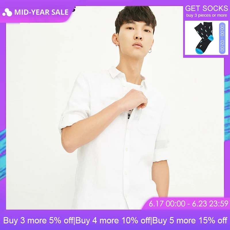 

JackJones Men's Summer Linen 3/4 Sleeves Shirt |218231502