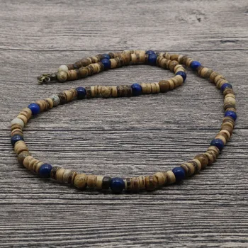 2018 Vintage Tribal Jewelry Men Beaded Necklace Lapis Lazuli Coconut Shell Necklace For Men Best Friend Gift For Him AU-01