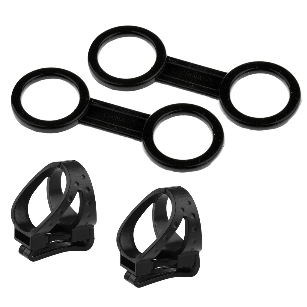 4Pcs Universal Scuba Diving Snorkeling Snorkel Mask Keeper Retainer - Plastic Clip Design & Silicone Dual Loop Style
