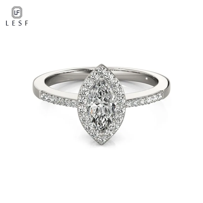 

LESF Women Bridal Jewelry 925 Silver 1.2 ct Marquise Cut 5A Zircon Engagement Wedding Band Rings Can be customized