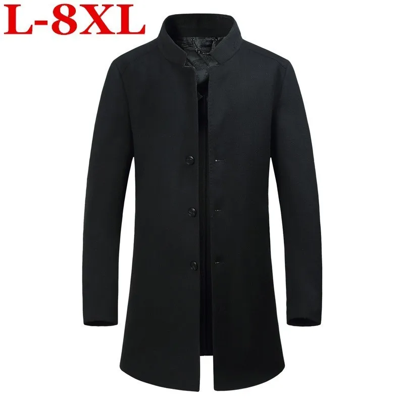 

new plus size 8XL 7XL 6XL Double-faced wool coat 2018 winter thick warm warm luxury business casual men's slim jacket coat