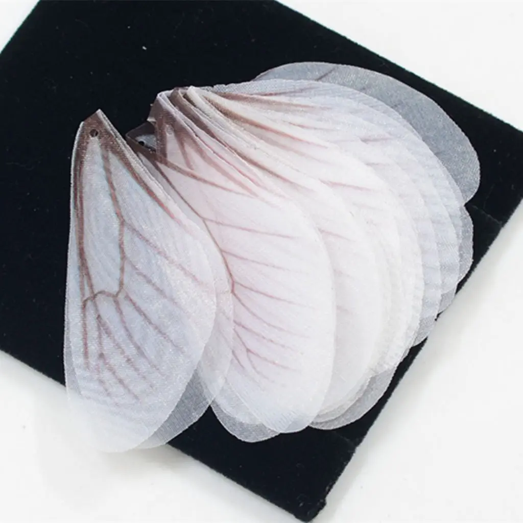 50pcs Cloth Fashion Dragonfly Wing Charms for Women Earrings Pendant Jewelry