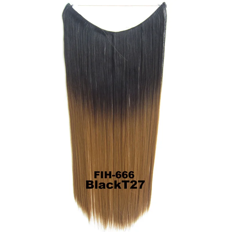 Прямые накладные волосы jeedou, 22 дюйма, 50 г, темно-коричневые, розовые, серые, синтетические женские простые шиньоны - Цвет: BlackT27