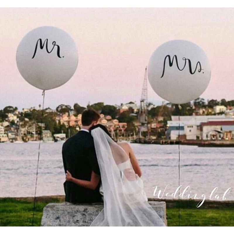 Шары ры Mr и Mrs круглые белые украшения из латекса для свадьбы Дня Святого