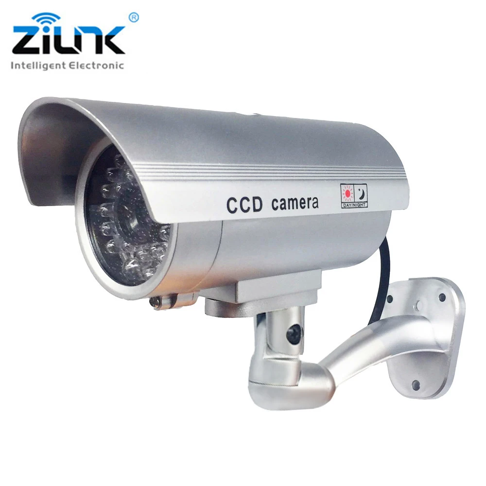 ZILNK Waterproof Dummy Camera Bullet Flashing Red LED Outdoor Indoor Fake CCTV Security Simulation Camera Silver Free Shipping