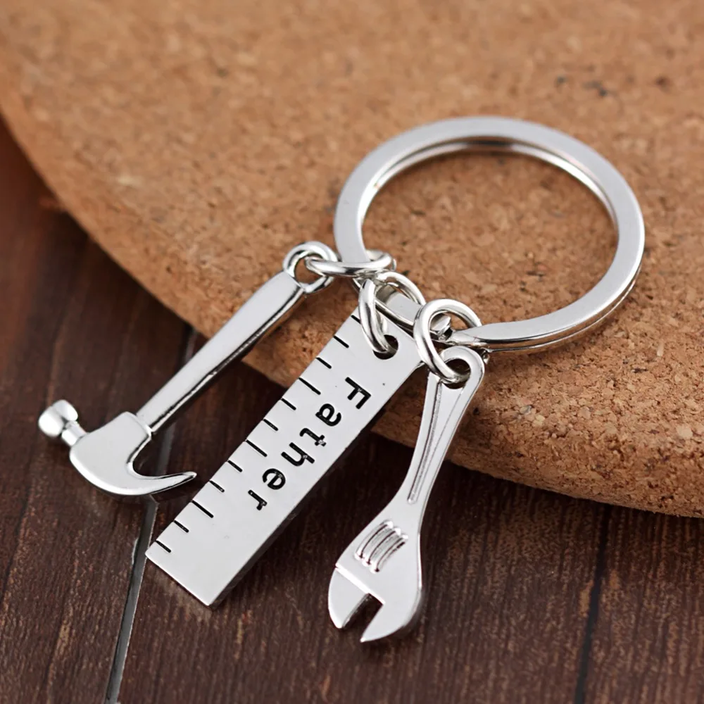 Father Hammer Wrench Keychain Women Men New Stainless Titanium Steel