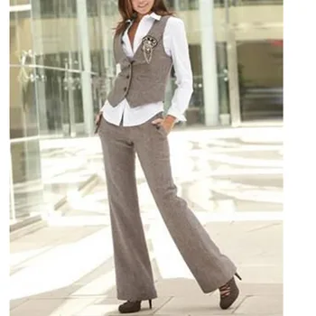 

womens uniform pants Women's Bespoke Vest+Pants Business Office Suits Slim Fit Formal Ladies Tuxedos New Casual vest and pants