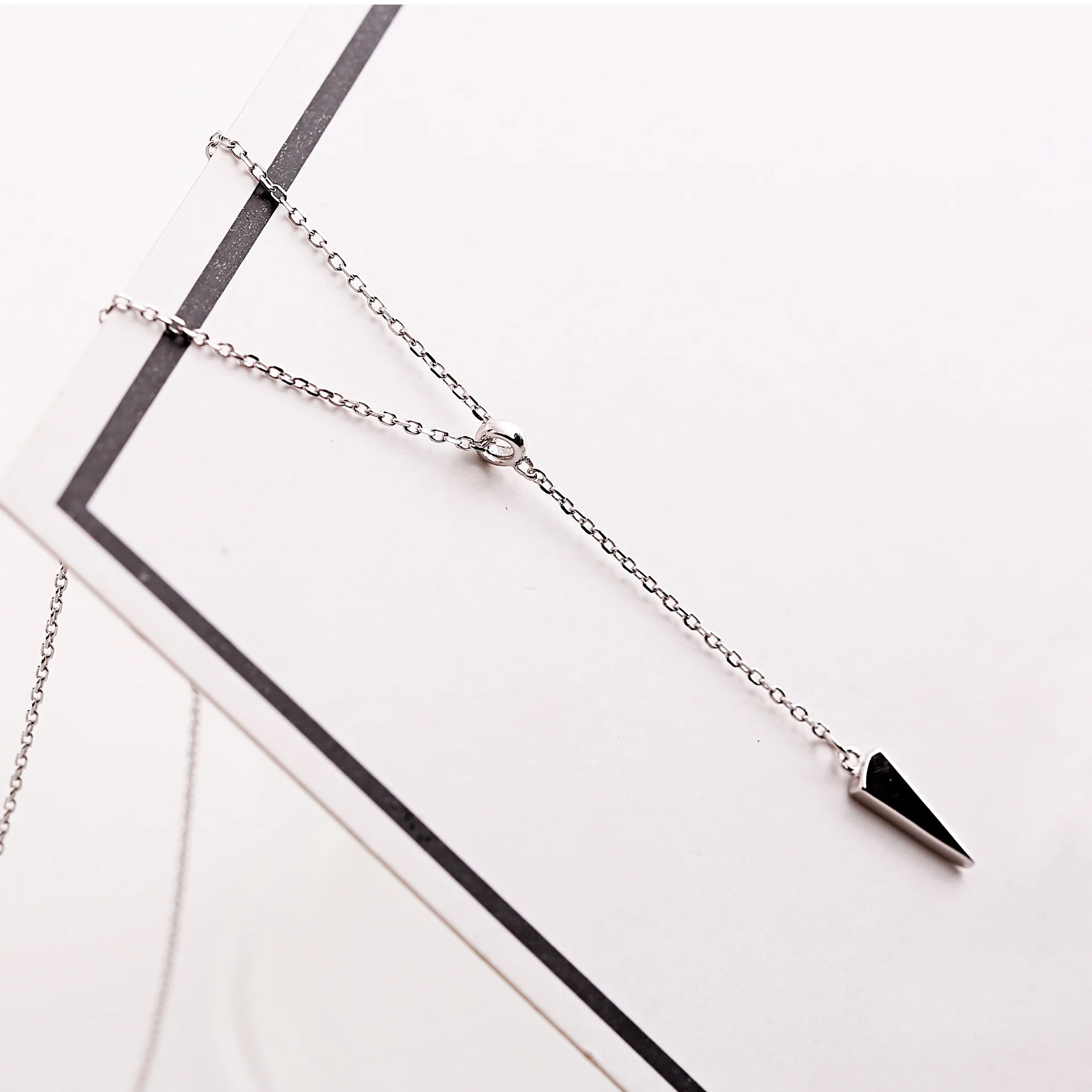 triangle pendant necklace 100% 925 Sterling silver nacklace Jewellery Clavicle chain charms