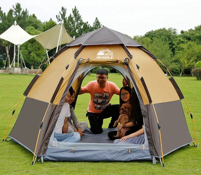 Factory Price Hewolf Outdoor Camping Tent Double-Layer Wateroproof Family Automatic 5-8 Persons Portable Breathable Travel Tent 5