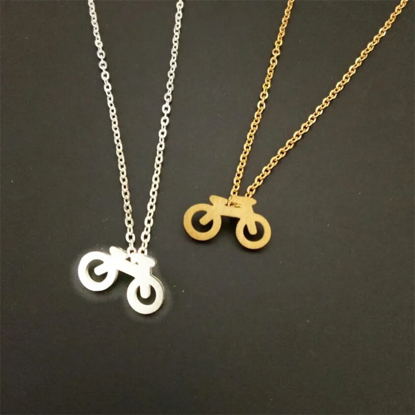 1pcs tiny cute Cycling enthusiast Necklace Pendant Stainless Steel bike Charm | Украшения и аксессуары