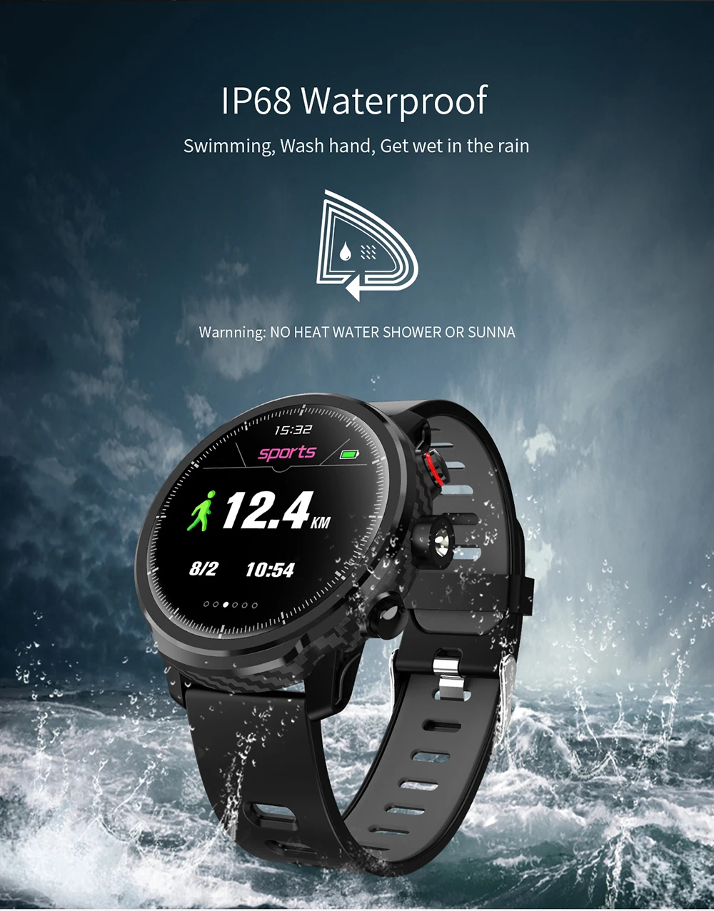 Смарт-часы Microwear L5, мужские, IP68, водонепроницаемые, в режиме ожидания, на 100 дней, несколько видов спорта, с монитором сердечного ритма, с погодой, умные часы