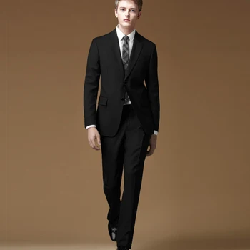 

Bespoke Business Suit Slim Fit for Men Wedding Suit Groom Tuxedos Classic Black Formal Suits 2 Pieces (Jacket+Pants) 2018 New