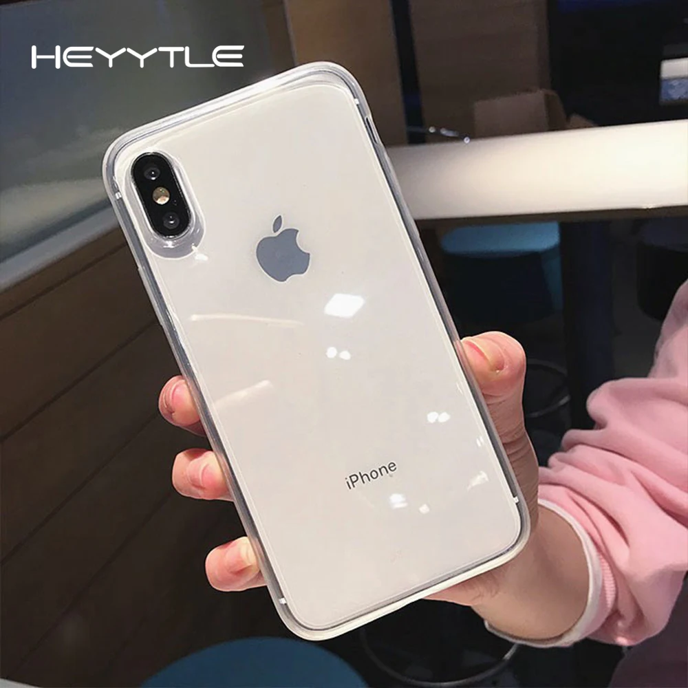 

Ultra Thin Transparent Case For iPhone 7 8 Plus 6 6s Full Cover Shockproof Case For iPhone XS max XR X 7Plus 9 Candy Color Coque
