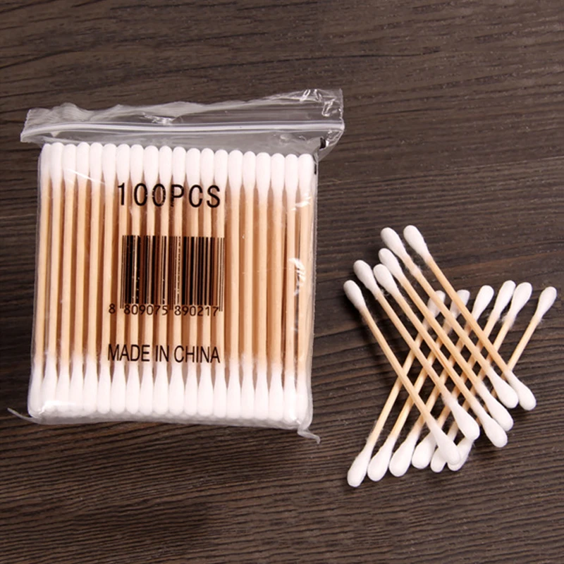 10packs Cotton Swabs Double Tip wooden Stick Cotton Swabs/Cotton Buds