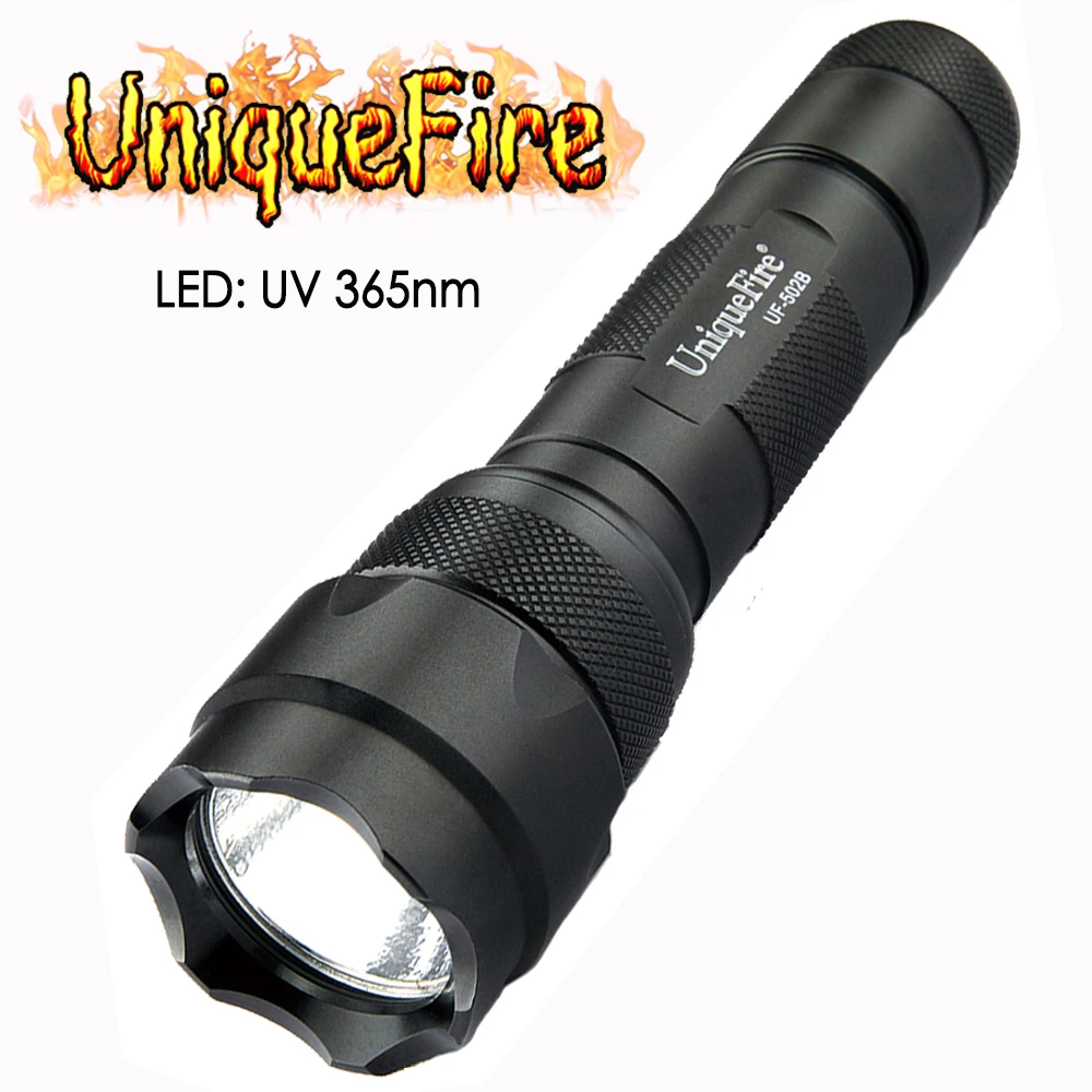 UniqueFire WF-502B-UV 365-370NM УФ один файл фонарик для моча животных и пятна детектор ультрафиолет лампы факел