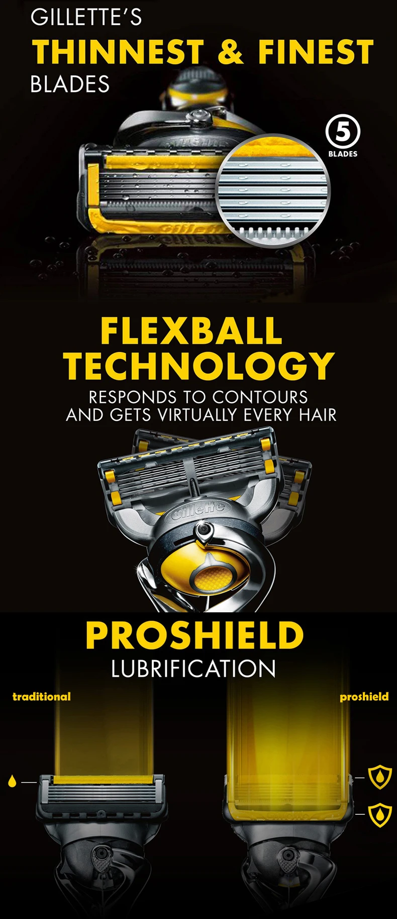 Gillette Fusion Proshield Shaving Razor Blades For Men Face Care Brands Safety Razors Shaver Blade 1 Razor Handle + 5 Blades-5