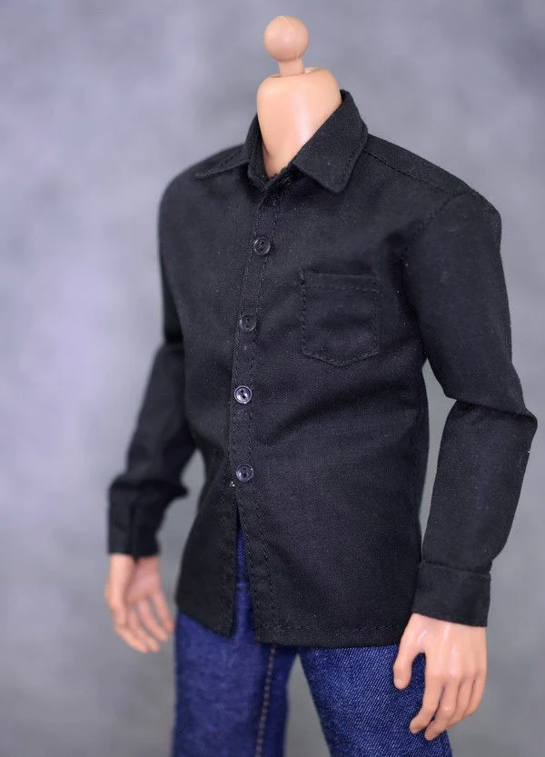 1:6 мужской одежды фигурку Accessoies черная рубашка с изображением героев из мультфильма и джинсы костюм Одежда для солдат, комплект для детей возрастом от 12 дюймов Мужской Тони фигура куклы