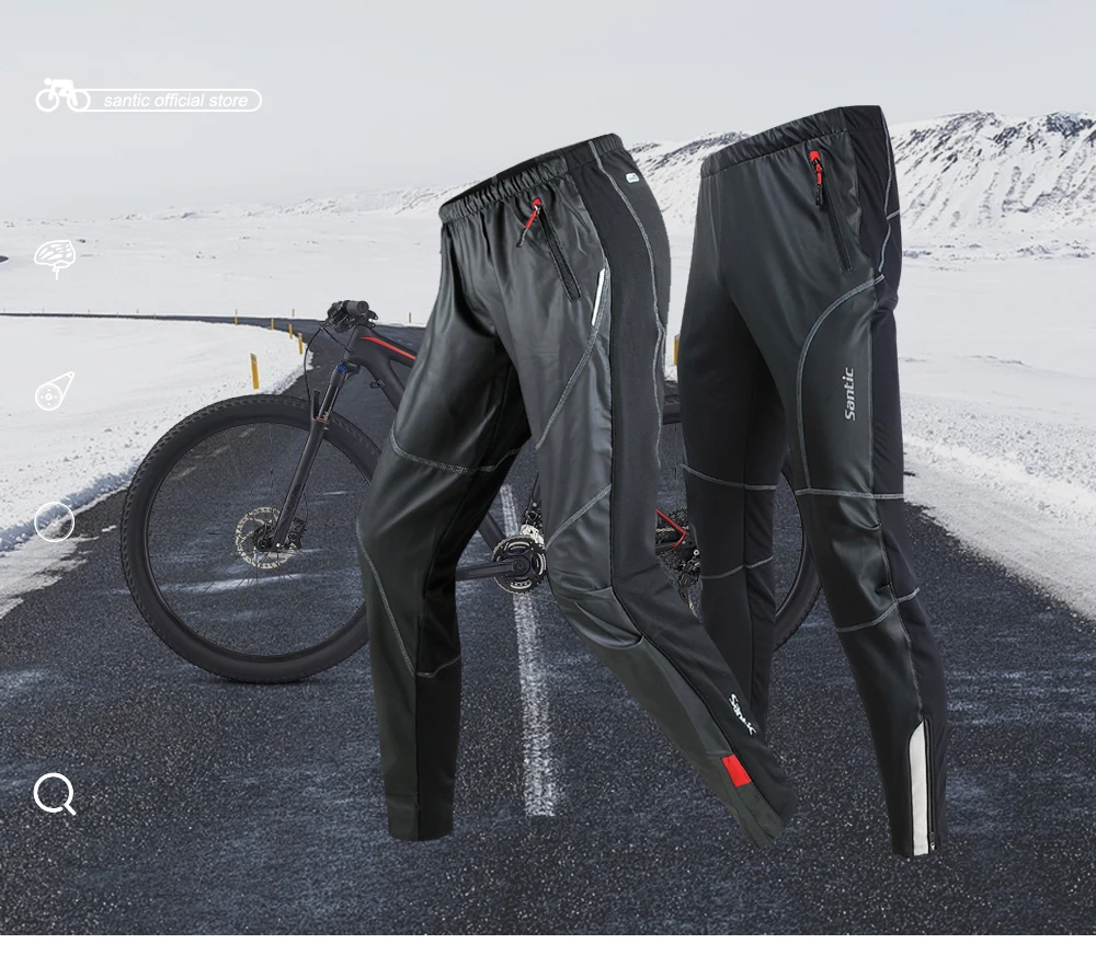 Santic зимние длинные штаны для велоспорта, мужские свободные штаны для велоспорта, ветрозащитные тепловые штаны для велоспорта, теплые флисовые штаны, спортивные C04007