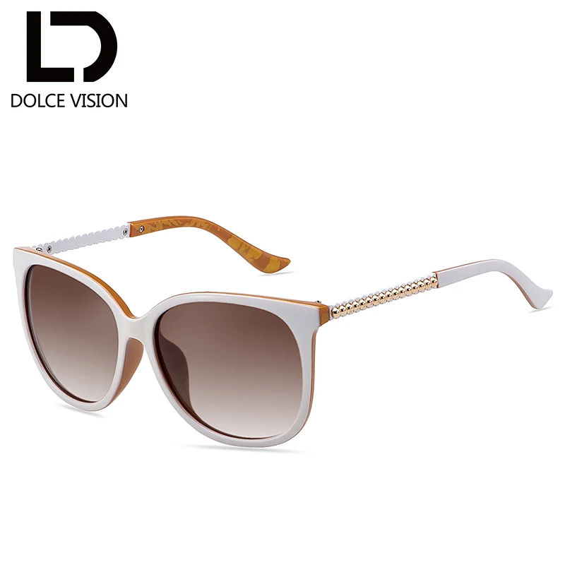 

DOLCE VISION Luxury Sunglasses Women Polarized Round Vintage Shades Female Bead Brand Designer Sun Glasses For Women Oculos New