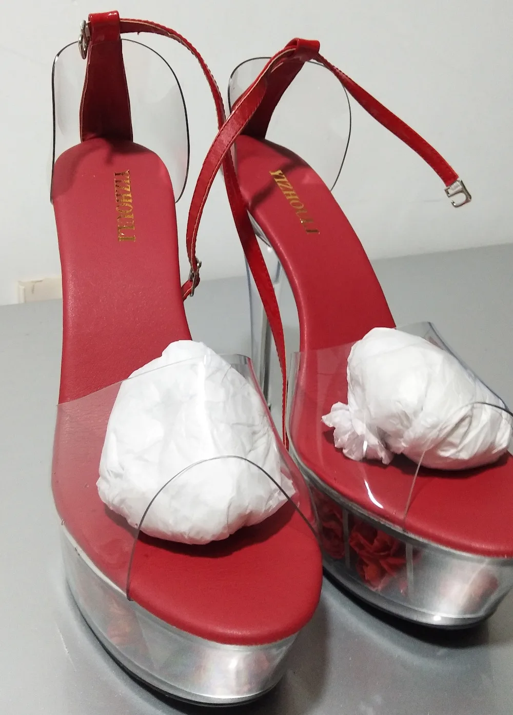 15cm High Heels Toe Pump Women Sandals Buckle Strap Peep Toe Thin Heels Shoes Party Wedding Dance Shoes
