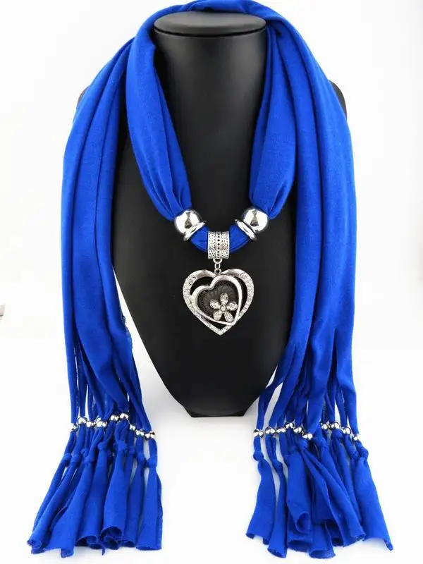Женские шарфы, ожерелье, элегантные ювелирные изделия, Сердце, подвеска из драгоценного камня, шарф, дамские шарфы с кисточками, женские шали из фуляра, femme - Цвет: 2