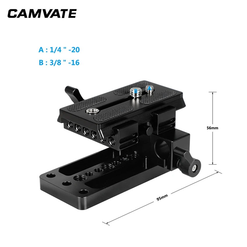 Adaptador com Placa de Montagem Deslizante + Placa Camvate Manfrotto Conectar Base 15mm Dupla Haste Braçadeira C2175 qr - Image 2