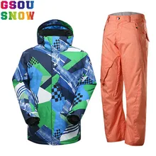 GSOU Снежный бренд лыжный костюм Мужская лыжная куртка брюки водонепроницаемый Сноубординг наборы горные лыжные костюмы зимние уличные спортивные снежные пальто