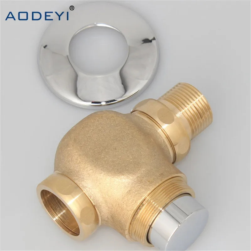 AODEYI Toilet Flush Valve Manual Bathroom Stool Brass Valve Self-Closing Flush Time-Extended Press Type In Wall Delay Urinal