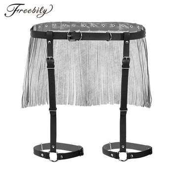 

Women Harness Belts Sexy Garters Bondage Belt Punk Gothic PU Leather Adjustable Waist Belt Leg Garter Cincher Cage Harness