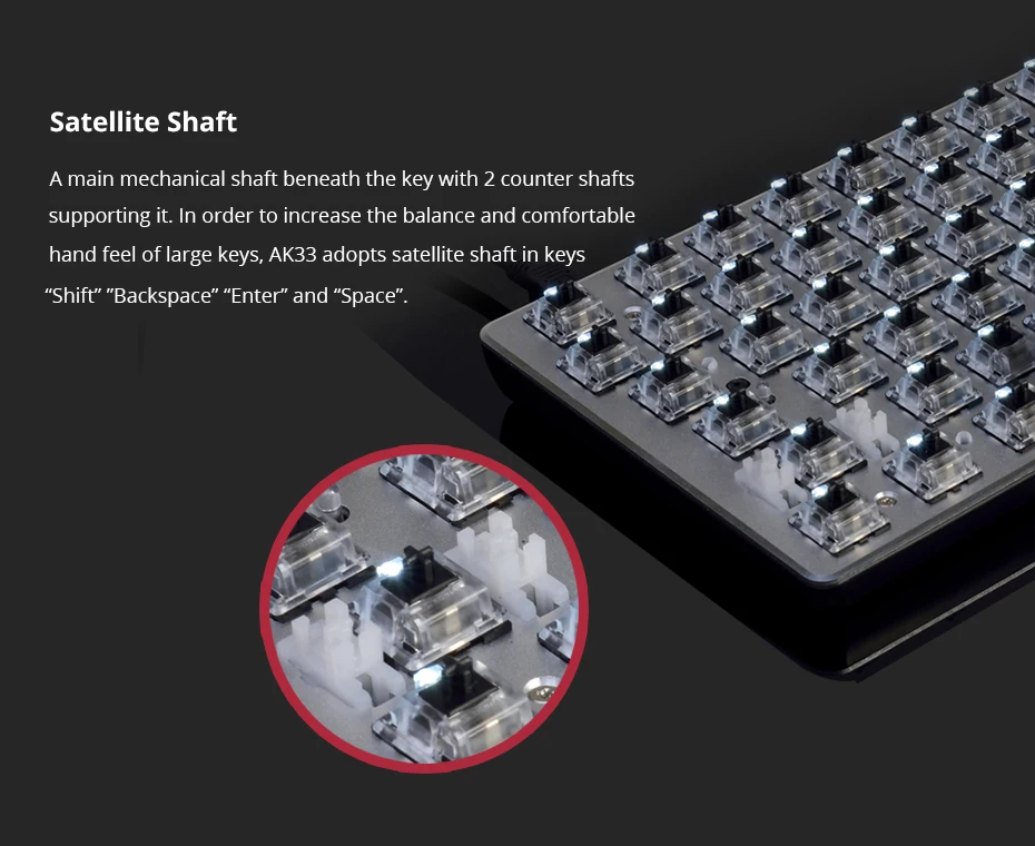 Ajazz AK33 gaming keyboard 82 keys RussianEnglish RGB backlight ergonomic wiredwireless mechanical keyboard conflict-free (10)