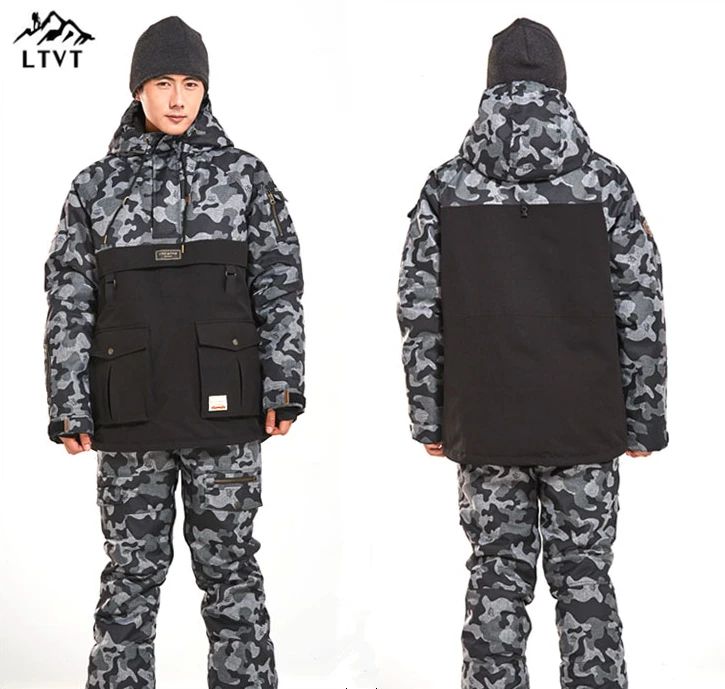 Ltvt Snowboard Clothing Men's Women's Snow Suit Color Matching Thicken