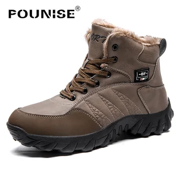

trend winter shoes men 2018 high-top male shoes military shoes Anti-Skidding Plush Snow Boots Durable Outsole Ankle shoes