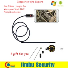 2IN1 Lens 5.5mmx5m 6 LED PC Android Endoscope 2.0MP HD 720P Borescope Tube Inspection Wire Cameraon Video Cam 6 Adjustable LED