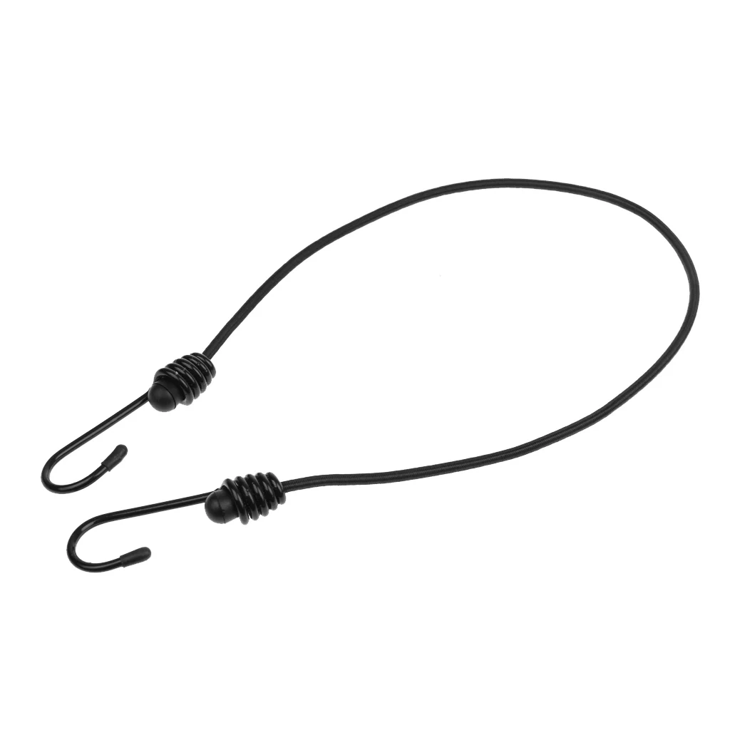 Marine 6 Pcs Black Bungee Cord Tie Down Straps Assortment Set 47cm 60cm & 76cm for Canoe Kayak Inflatable Boat Dinghy Accessory