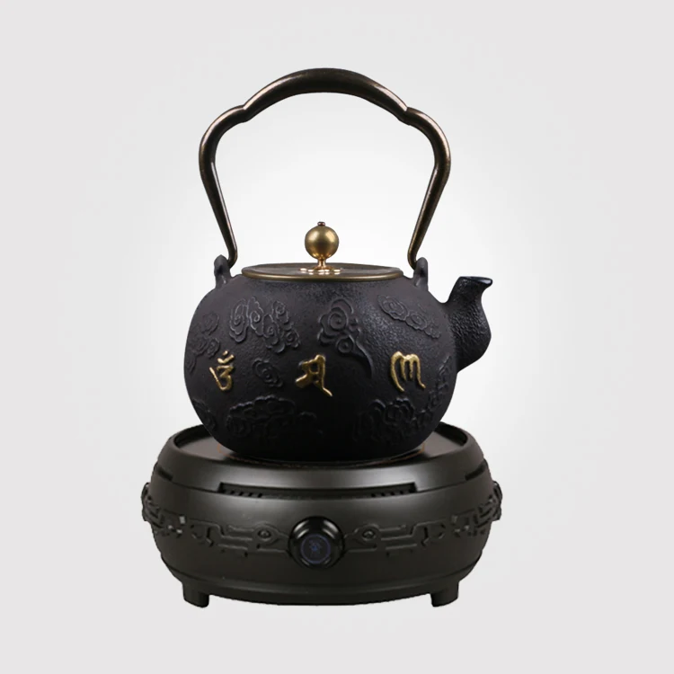 Чугунный чайный набор с электроплиткой фотоэлектрический чайник Tetsubin дракона 1 2