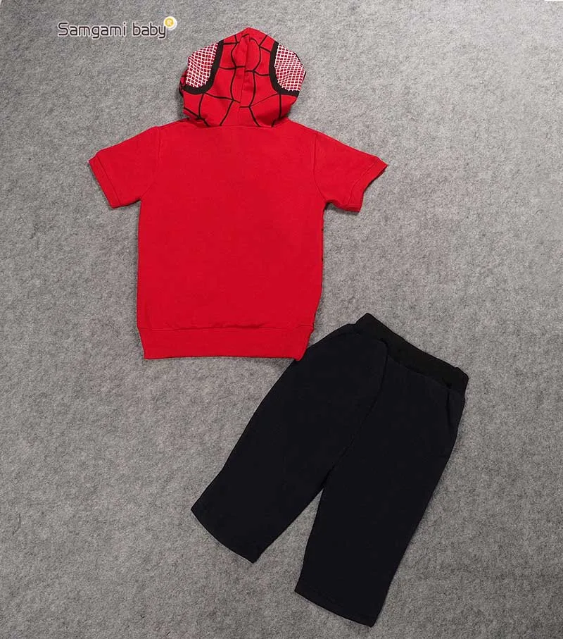 أعجوبة هزلية الكلاسيكية سبايدرمان الطفل زي الفتيان مجموعة ملابس الاطفال قصيرة الأكمام تي شيرت + قصيرة بانت 2 قطع الأطفال بدلة رياضية س