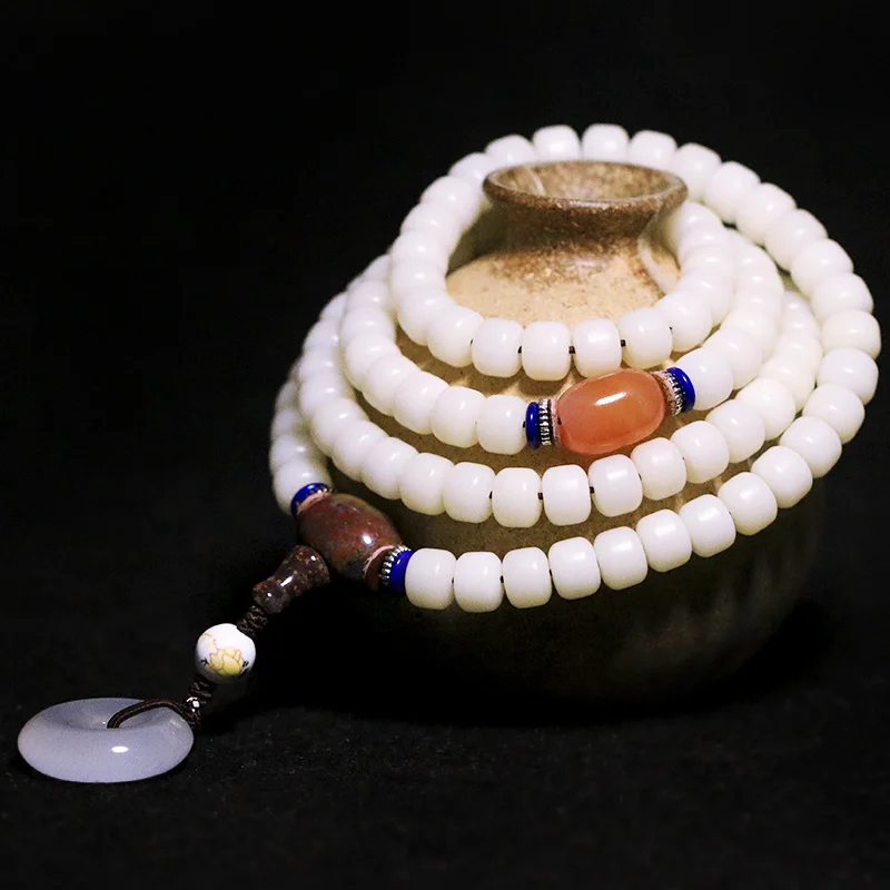 White Bodhi Barrels Beads 108 Beads Beads Hand Chain Men And Women