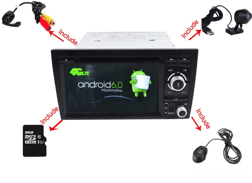 Cheap 2017 NEW 2Din Car DVD Android 6.0 for Audi A4 Android 2002-2008 year with Wifi 4G GPS Bluetooth Radio RDS USB SD Free 8GB Map 0