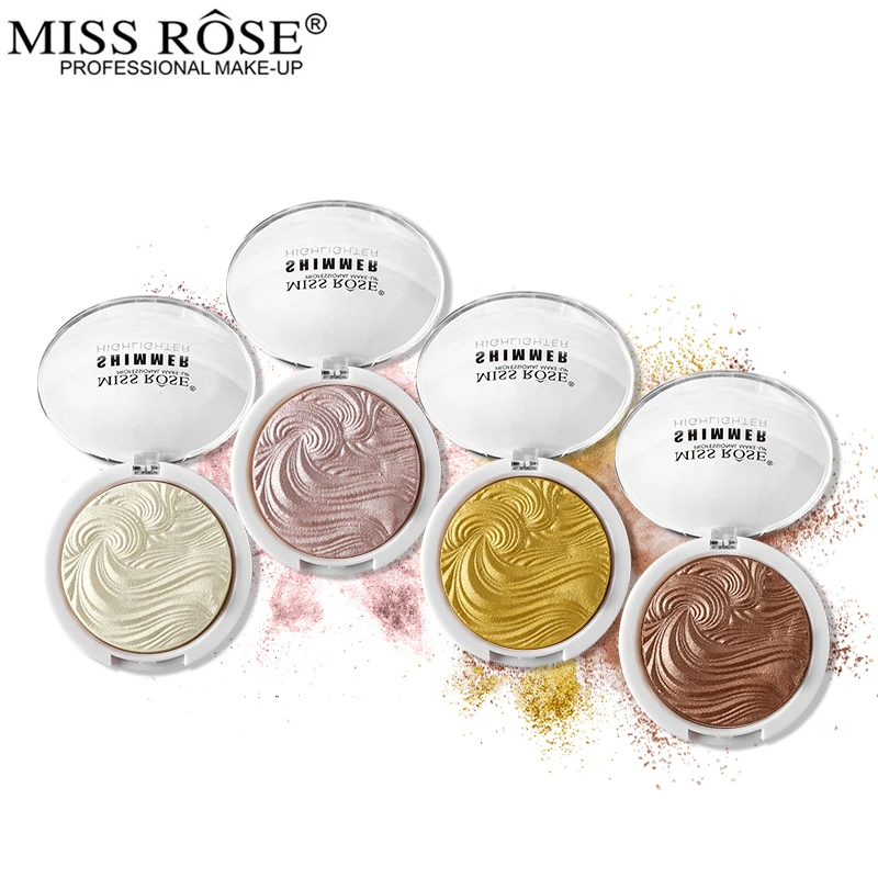 

12 Color Optional Miss Rose Face Powder 3D Shimmer Highlighter Palette Illuminator Makeup Bronzers Highlight