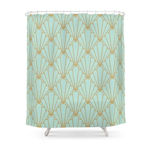 Art Deco Series Mint Green Shower Curtain Polyester Fabric Bathroom Art Deco Series Mint Green Shower Curtain Polyester Fabric Bathroom Home Decoration Waterproof Print