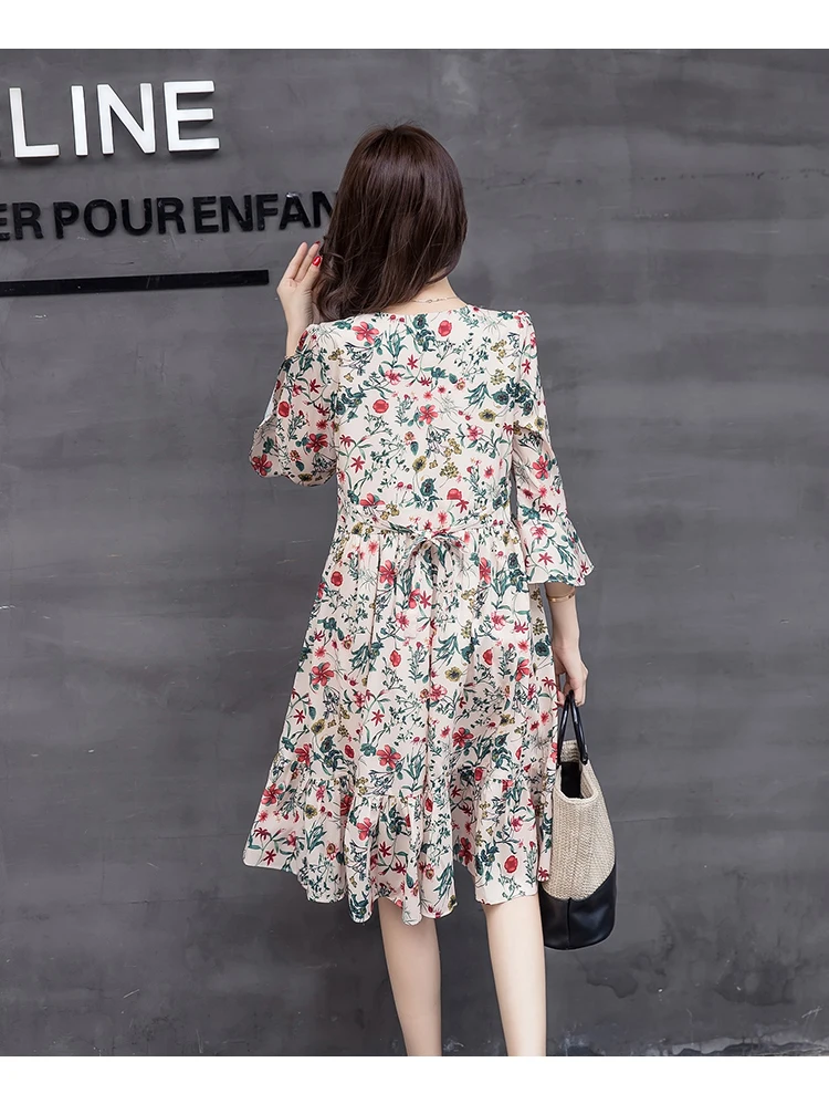 Summer 2018 Elegant Celebrity Pregnant Women loose Plus Size Short Sleeve Chiffon Casual V-neck Women Dresses (19)