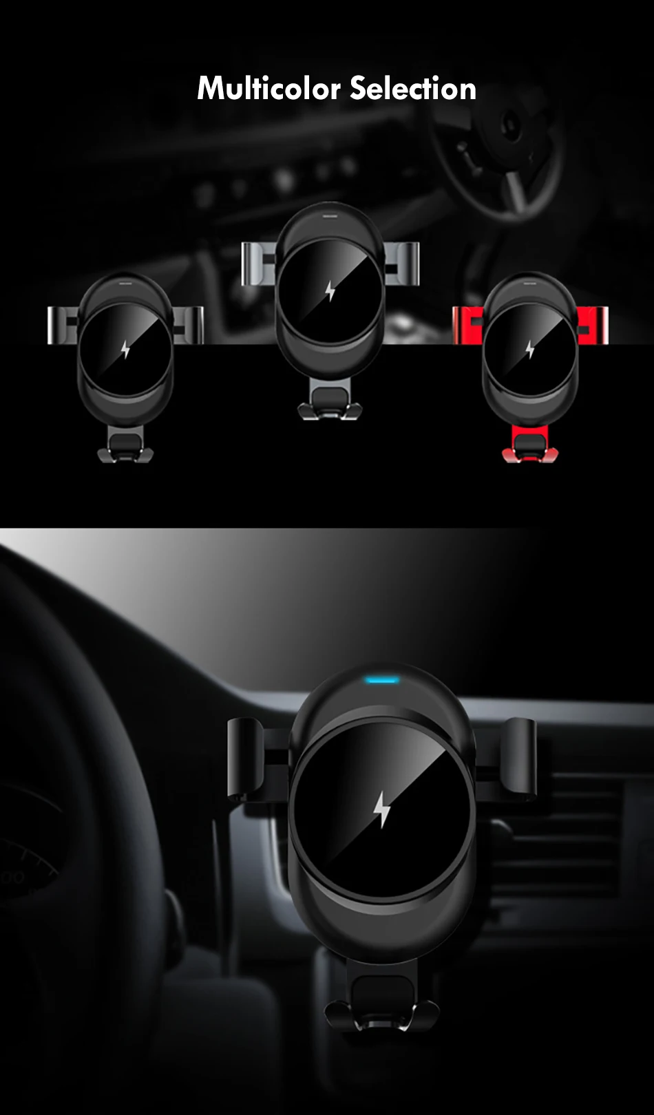 !ACCEZZ 2 in 1 Fast Car Wireless Charger Auto Phone Holder Stand For iPhone X 8 Samsung Galaxy S7 S8 S9 Plus Mount Vent Support (13)