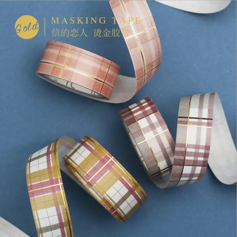 Grid Pattern Gilding Washi Tape Japanese Paper DIY Planner Masking Tape Adhesive Tapes Stickers
