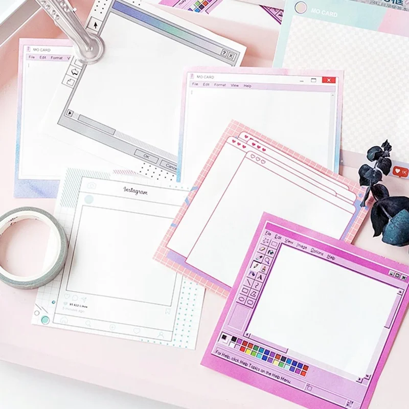 

30 Sheets/lot Kawaii Stationery Computer Ins Style Scratchpad Girls Pink Daily Sticky Notes Portable Word Notepad Cute Memo Pad