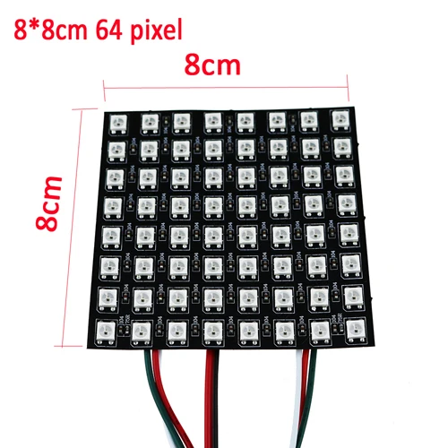 8*8/16*16/8*32 пикселей WS2812B цифровой гибкая панель экран индивидуально адресуемых Цвет полный Цвет DC5V - Испускаемый цвет: 8 8  64 pixel