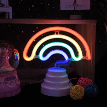

USB Night Light LED Rainbow Table/Wall LED Neon Light Neon night light Wall LED Lamp Romantic Kids Room Lamp table lamp
