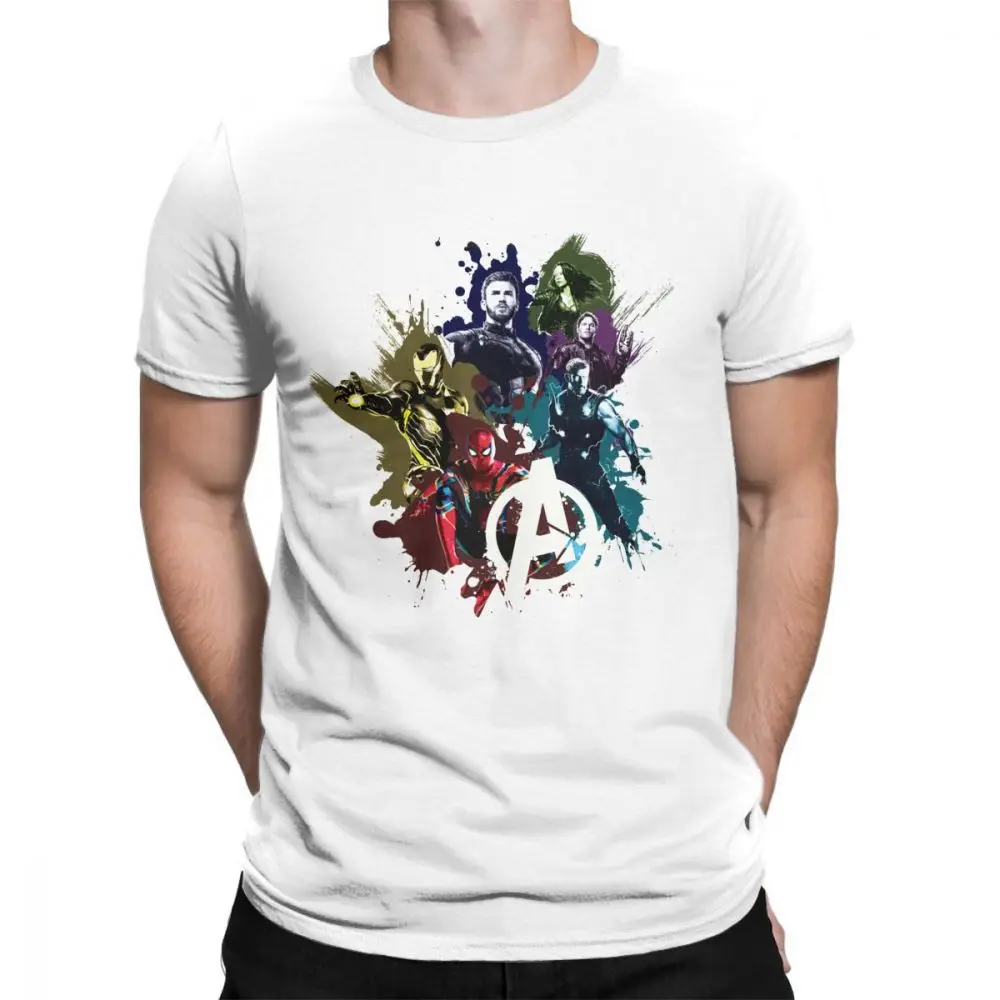 

Man T Shirt AvengersT-Shirts Infinity War Paint Splatter Marvel Superhero Vintage Short Sleeved Tee Shirt Crewneck Tops Cotton