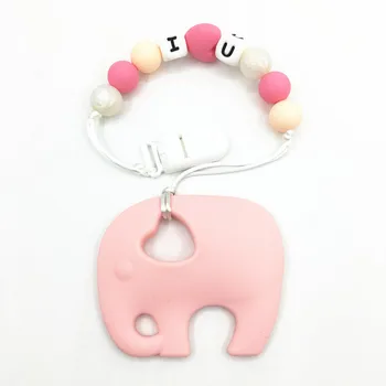 

BPA FREE Silicone Teething pacifier clips with elephant Pendant Necklace - Baby Pacifier Clip Holder Safety for baby