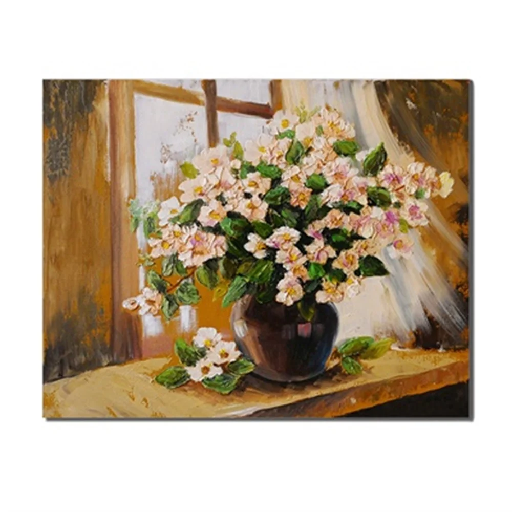 

Flowers Fresh Simple Vase Frameless Creative Artworks Scene Canvas Prints Oil Painting Posters Living Room Unique Gifts On Wall