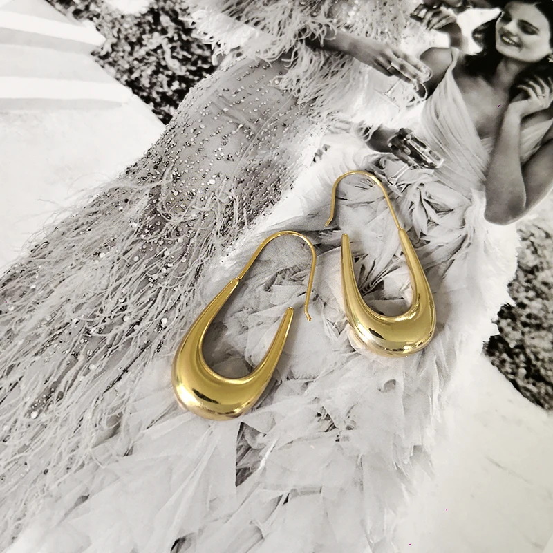 Peri'sbox, u-образные золотые металлические Висячие серьги для женщин, массивные большие серьги в форме подковы, ювелирные изделия, серьги-подвески